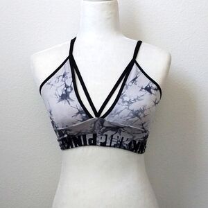Pink Victoria's Secret Gray and White Marbled Sports Bra size Small